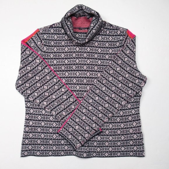 Anthropologie Maeve Ski Slope Turtleneck Sweater Navy & Pink - XL Petite XLP - Picture 5 of 11